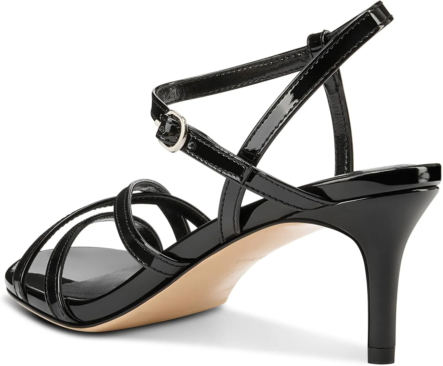 Aachcol Women's Mid Kitten Heels Strappy Heeled Sandals Open Round Toe Ankle Strap Prom Summer Dress Shoes 2.6 Inches Heels