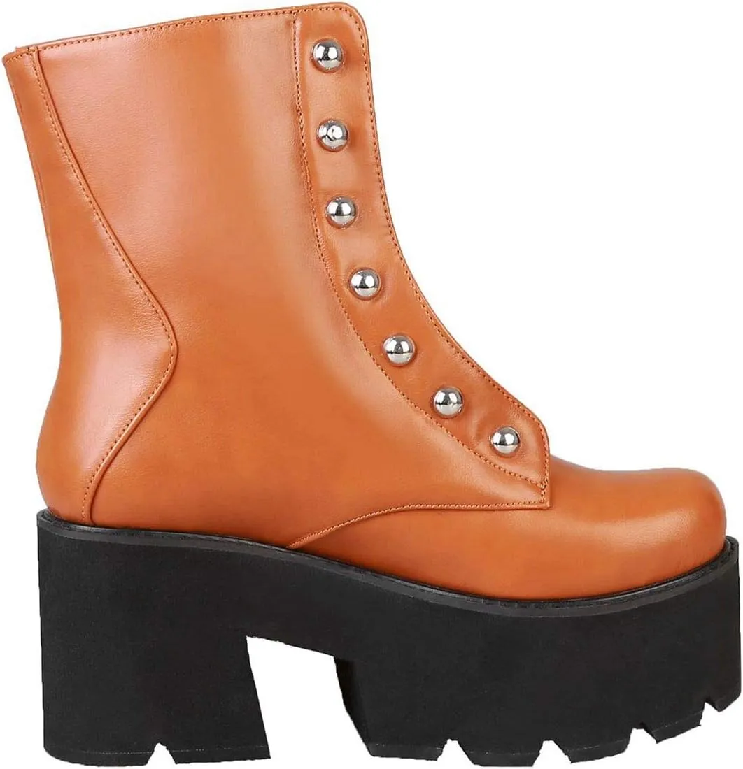 AIMODOR Women's Platform Ankle Boots Goth Punk Chunky Heel Booties With Zipper