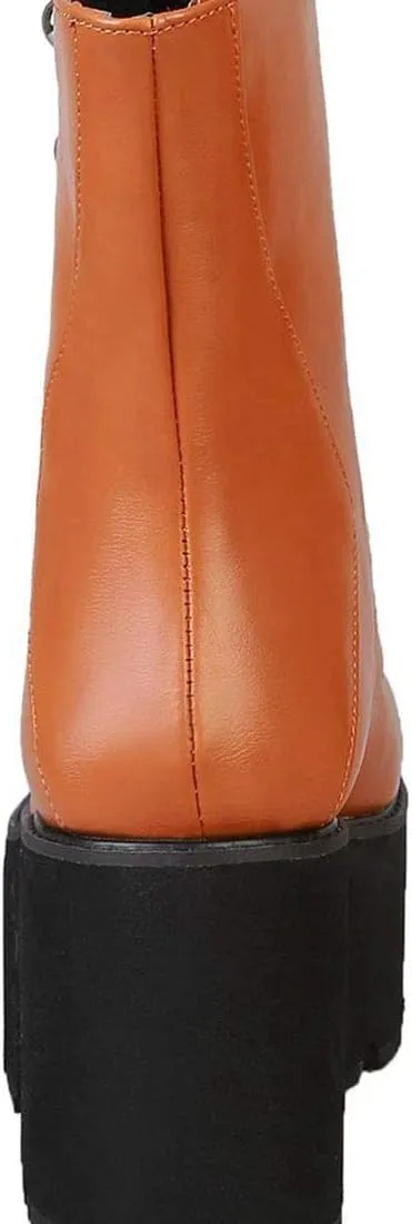 AIMODOR Women's Platform Ankle Boots Goth Punk Chunky Heel Booties With Zipper
