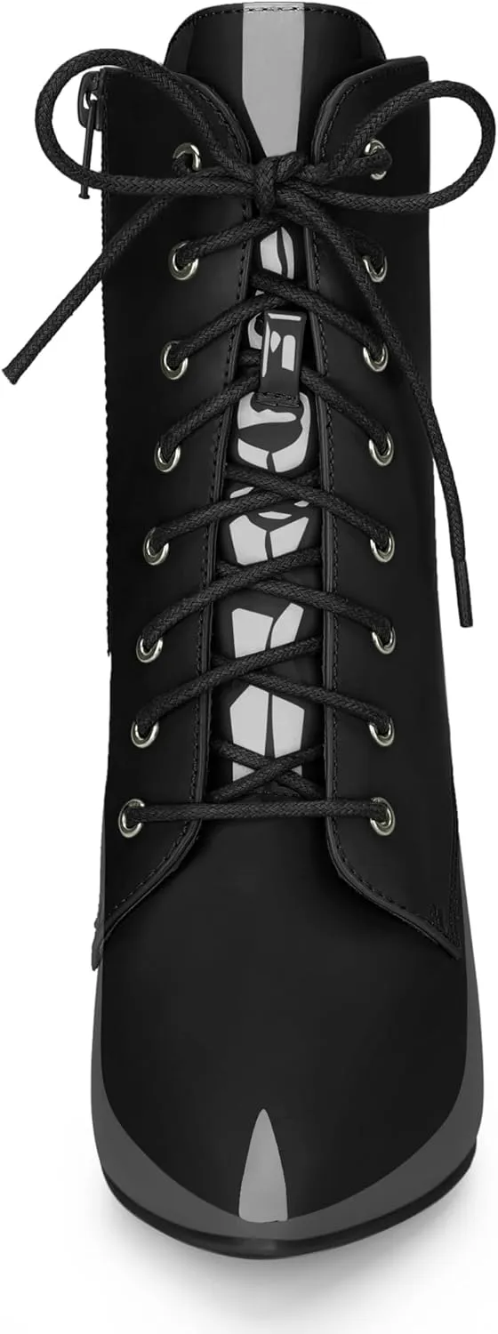 Allegra K Women's Lace Up Boots Pointed Toe Stiletto Heel Ankle Boots