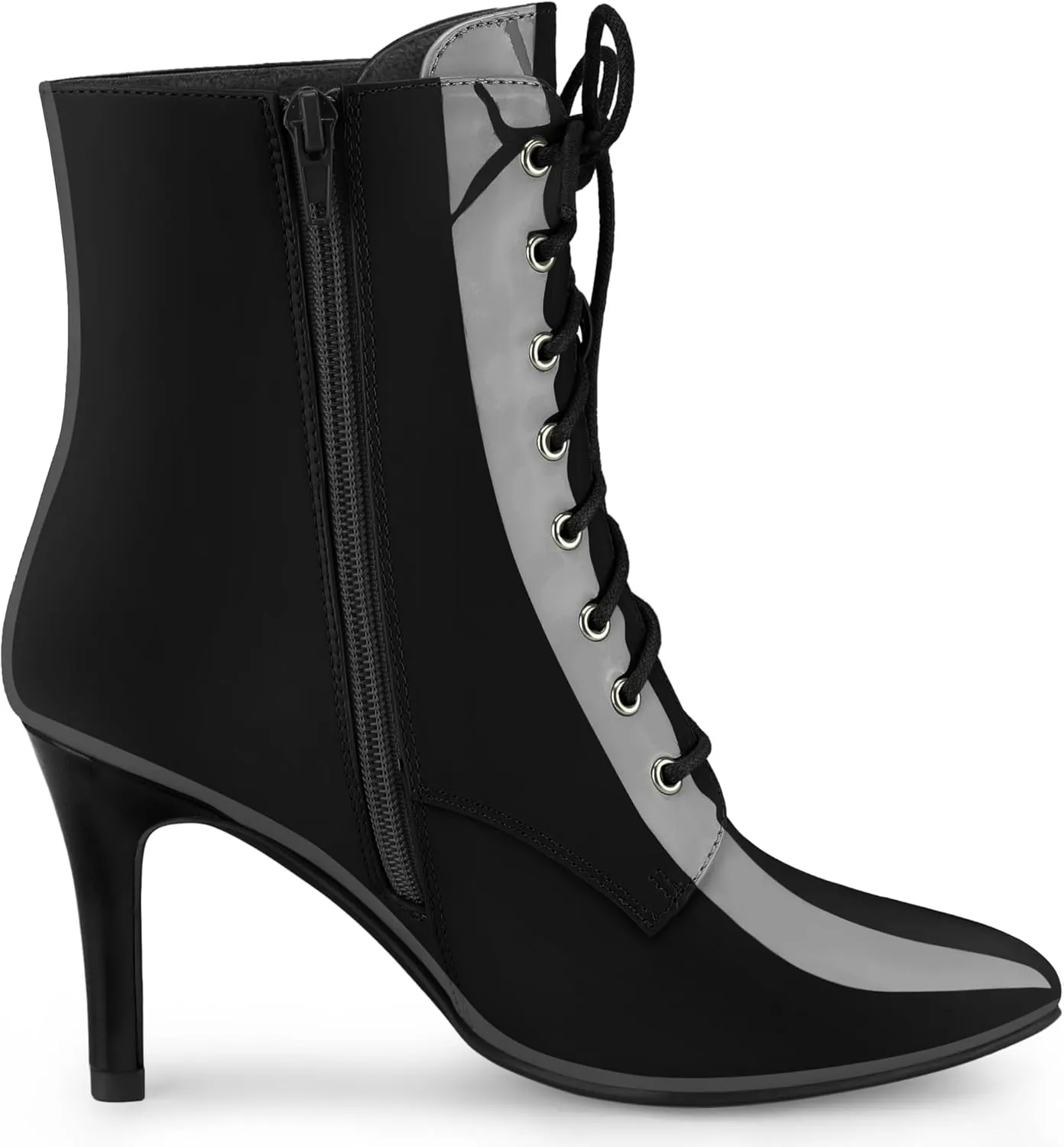Allegra K Women's Lace Up Boots Pointed Toe Stiletto Heel Ankle Boots