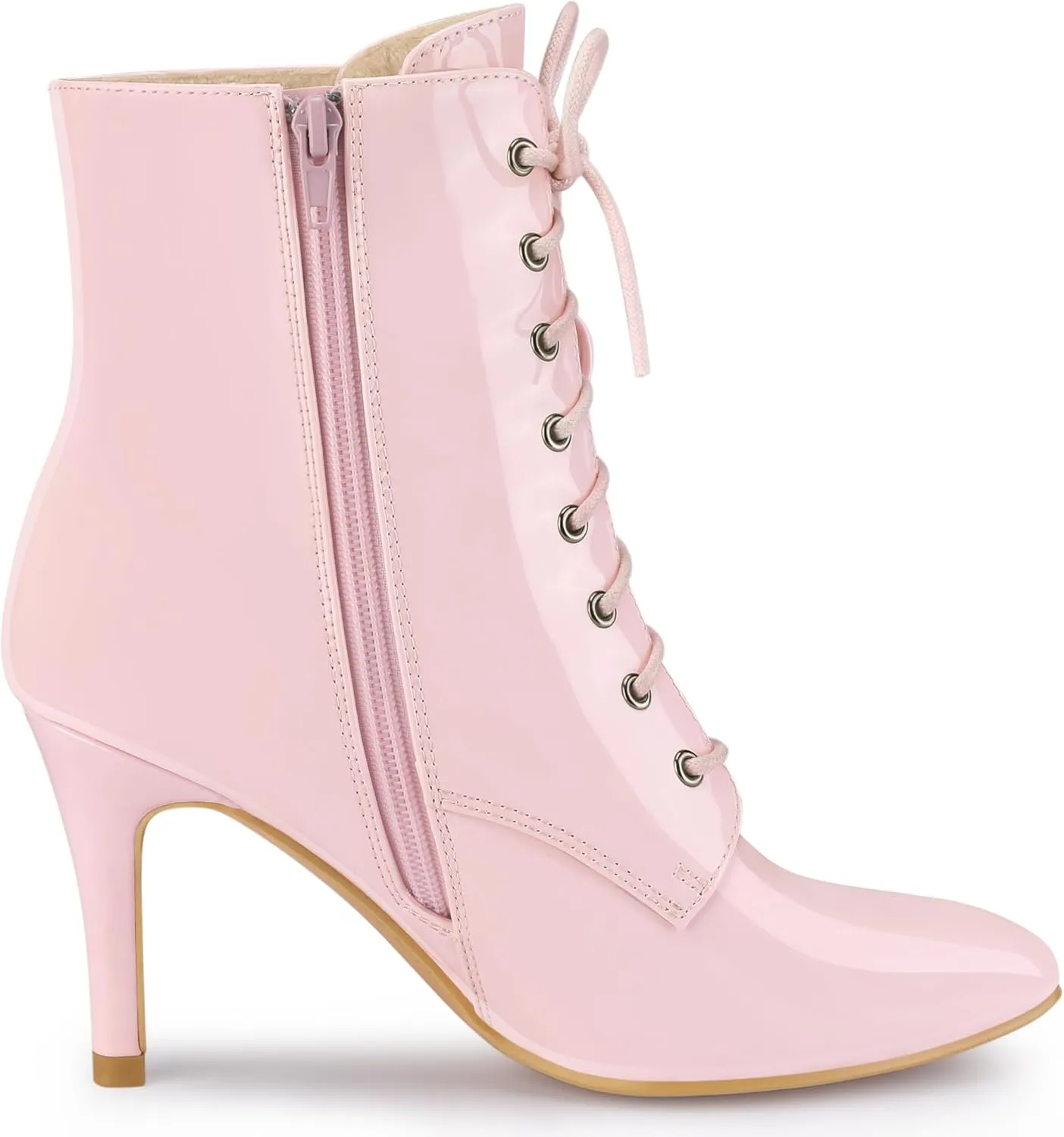 Allegra K Women's Lace Up Boots Pointed Toe Stiletto Heel Ankle Boots