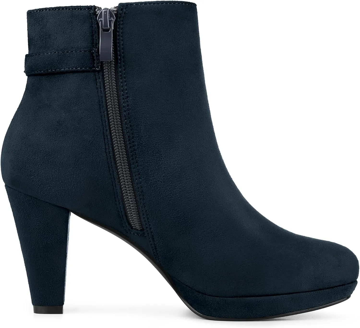 Allegra K Women's Low Platform Side Zip Buckle Chunky High Heel Ankle Booties