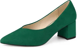 Allegra K Women's Pointy Toe Slip-on Low Chunky Heels Pumps
