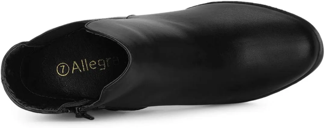 Allegra K Women's Round Toe Zipper Block Heel Platform Ankle Boots