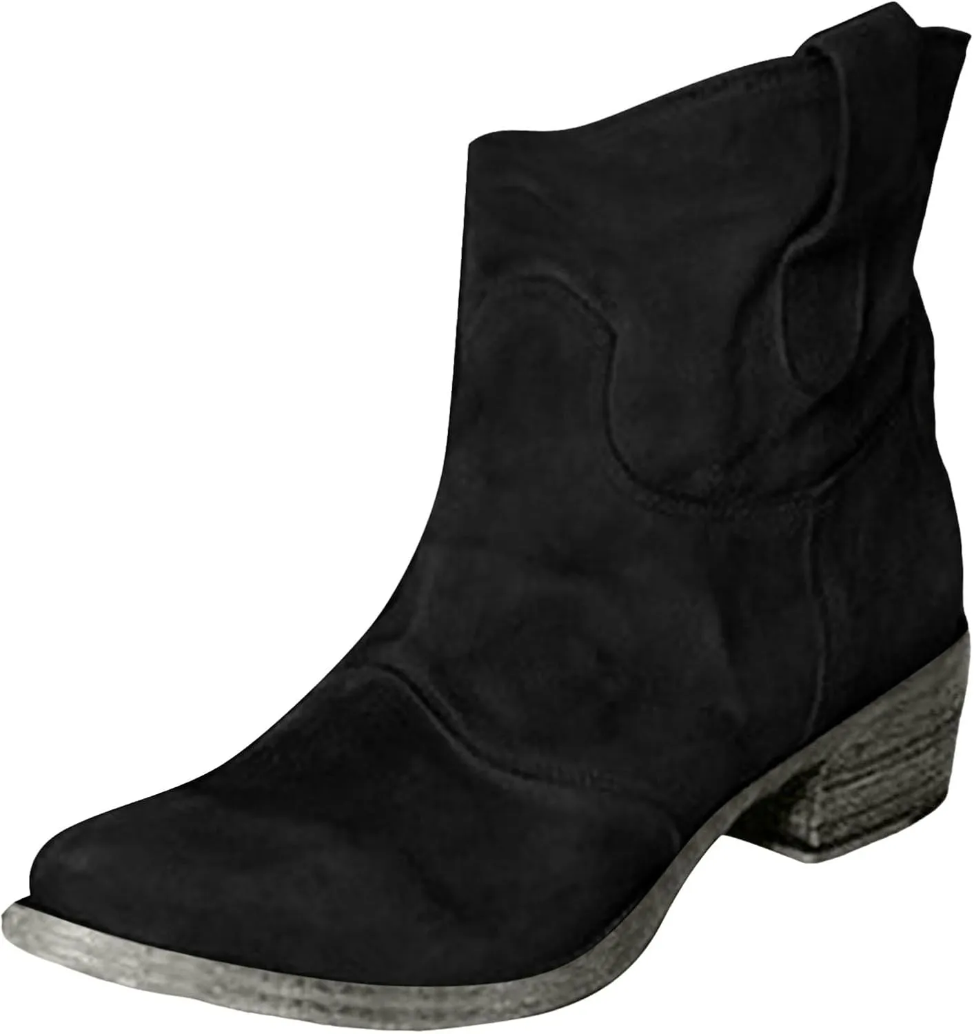 AMDBEL Fall Boots for Women 2024, Women's Ankle Boots Chunky Low Heel Suede Mid Calf Zipper Cowboy Boots Winter Booties