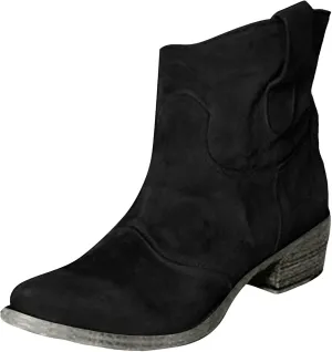 AMDBEL Fall Boots for Women 2024, Women's Ankle Boots Chunky Low Heel Suede Mid Calf Zipper Cowboy Boots Winter Booties