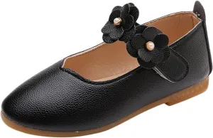 Baby Girls Dress Shoes Closed Toe Wedding Party School Ankle Strap Ballet Flats Shoes Big Kids Flower Girl Shoes