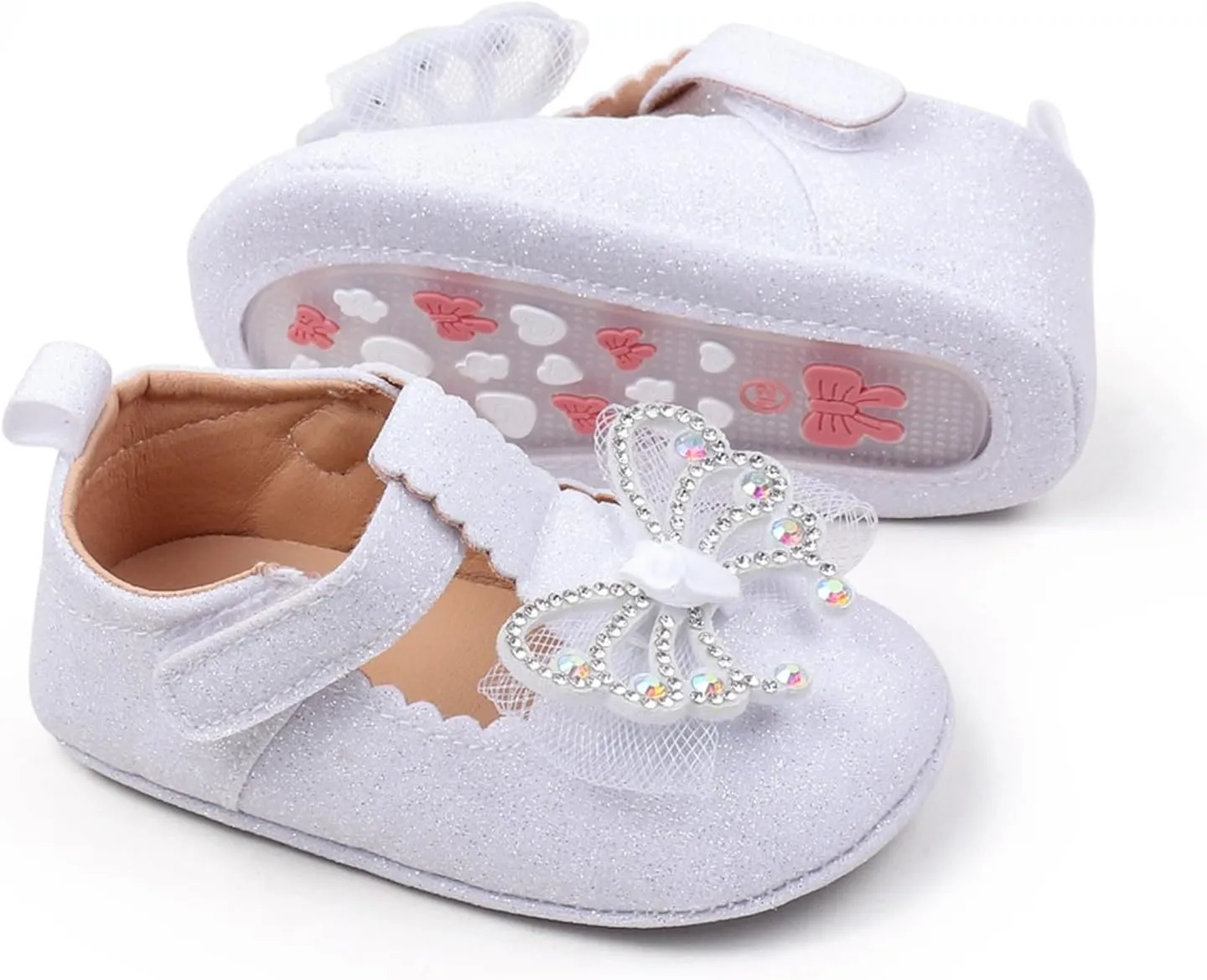 Baby Infant Girls Canvas Sandals Bow Pearl Glitter Closed Toe Shoes Hollow Lace Newborn Summer Casual Walking Sandals