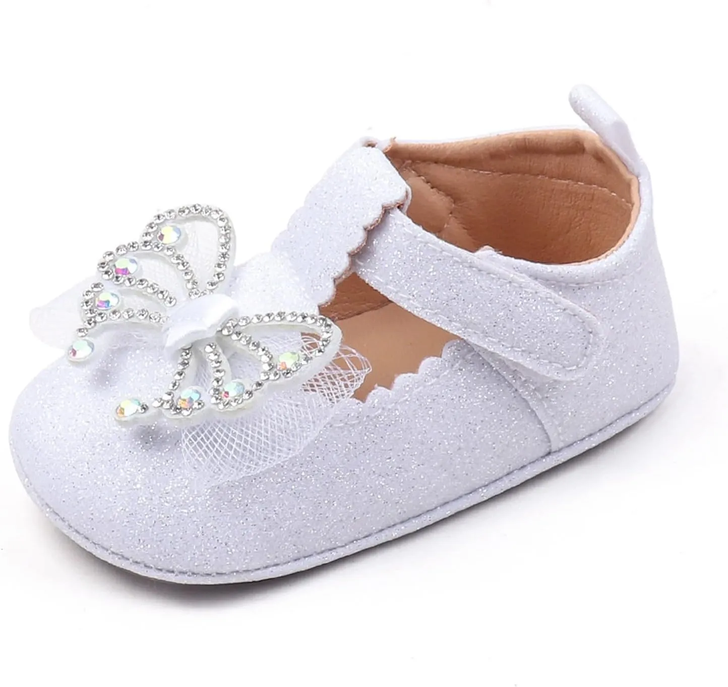 Baby Infant Girls Canvas Sandals Bow Pearl Glitter Closed Toe Shoes Hollow Lace Newborn Summer Casual Walking Sandals