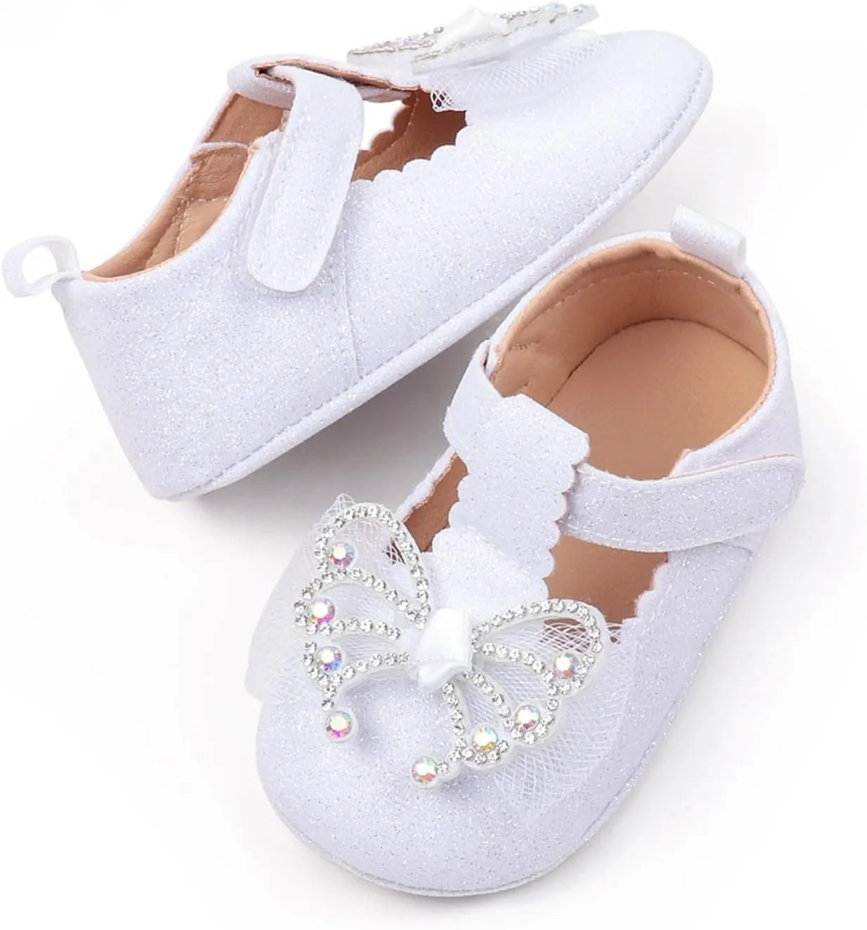Baby Infant Girls Canvas Sandals Bow Pearl Glitter Closed Toe Shoes Hollow Lace Newborn Summer Casual Walking Sandals