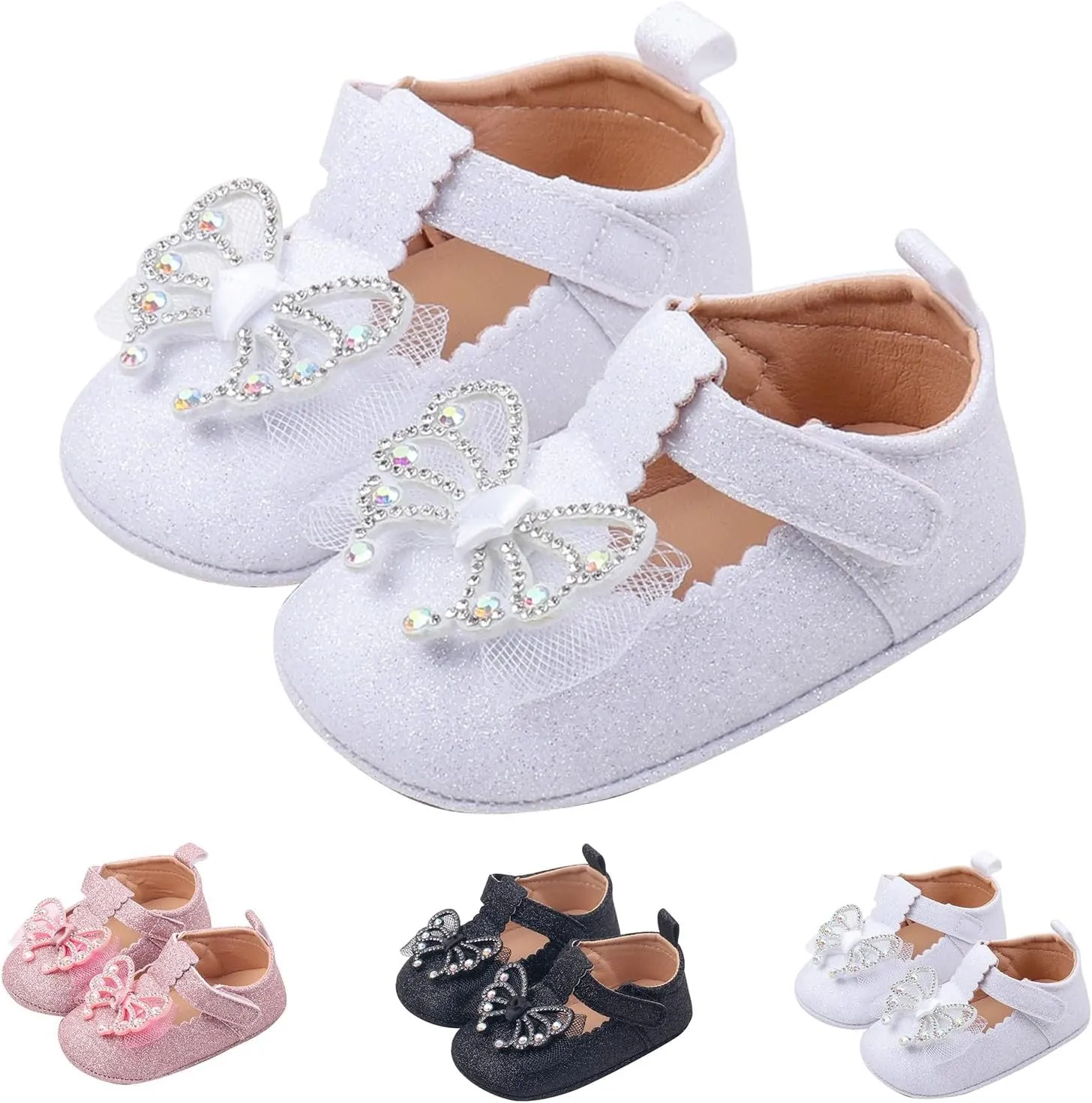 Baby Infant Girls Canvas Sandals Bow Pearl Glitter Closed Toe Shoes Hollow Lace Newborn Summer Casual Walking Sandals