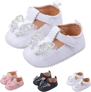 Baby Infant Girls Canvas Sandals Bow Pearl Glitter Closed Toe Shoes Hollow Lace Newborn Summer Casual Walking Sandals