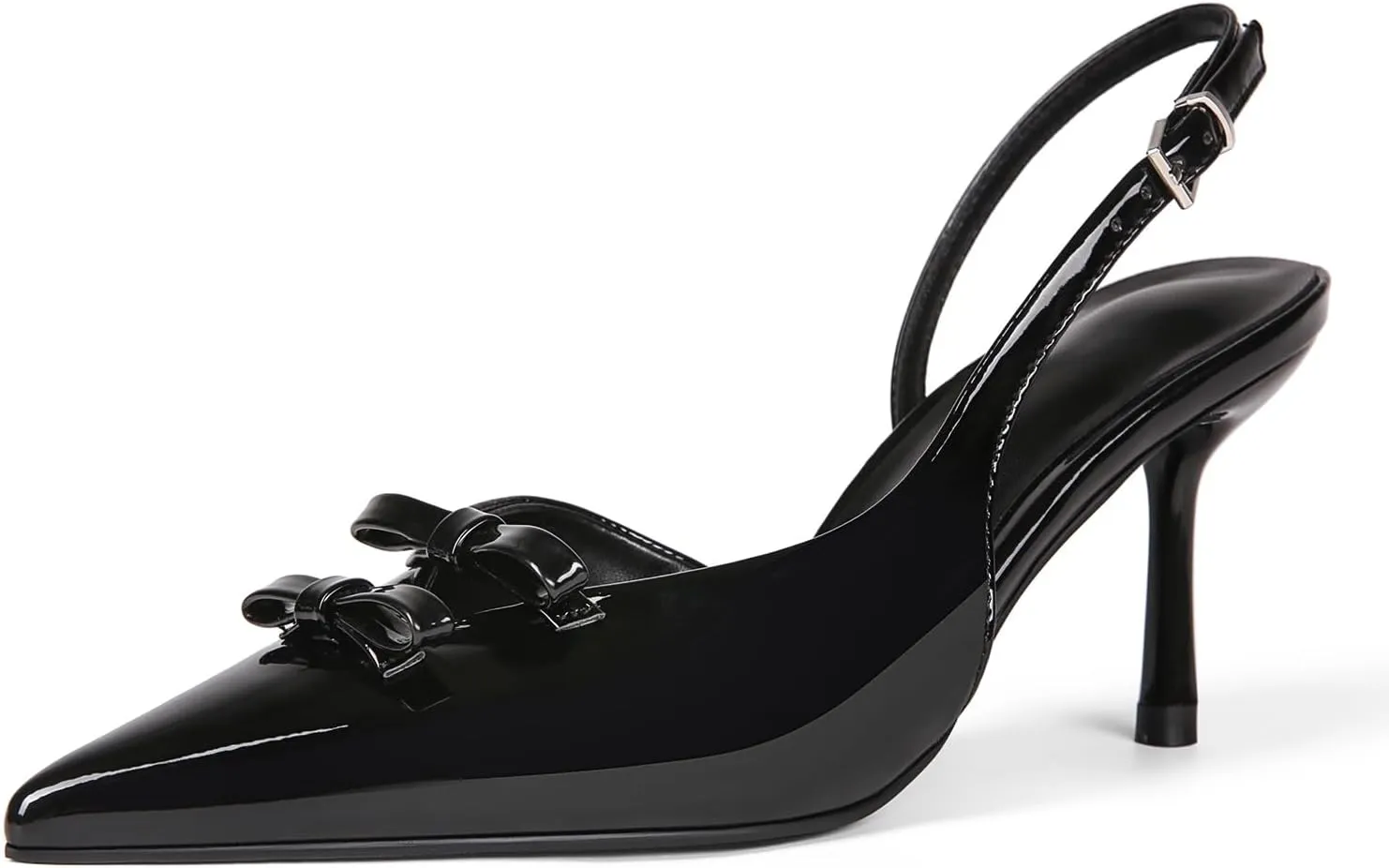 baobeijiadao Womens Pointed Toe Pumps Slingback Bow Stiletto Heels Closed Toe Heeled Sandals Slip On Dress Shoes for Women