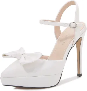 bbruriy Women's Platform Mary Jane Pumps Ankle Strap Stiletto High Heels Slingback Pointed Closed Toe Comfort Dress Party Evening Shoes