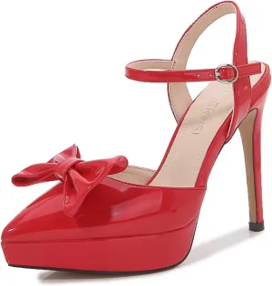 bbruriy Women's Platform Mary Jane Pumps Ankle Strap Stiletto High Heels Slingback Pointed Closed Toe Comfort Dress Party Evening Shoes