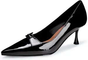 Black Kitten Heels for Women Pumps Stiletto Heels Pointed Toe Slip on Low Heel Dress Shoes Comfortable Party Wedding Dressy Women Shoes