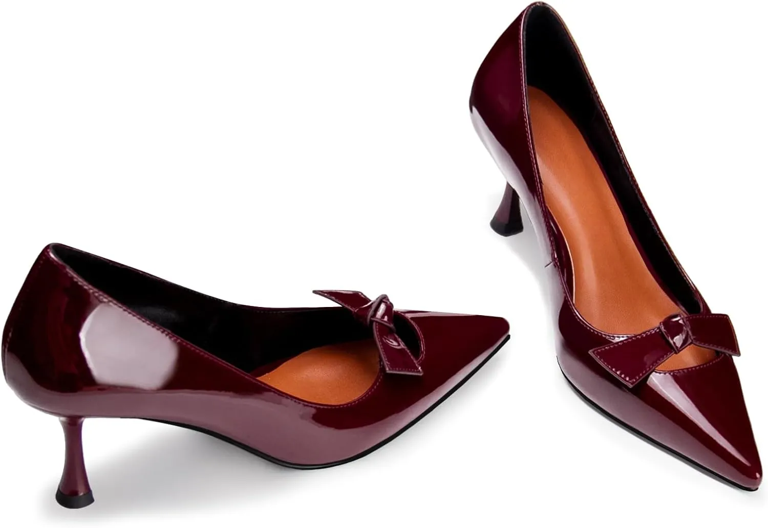 Black Kitten Heels for Women Pumps Stiletto Heels Pointed Toe Slip on Low Heel Dress Shoes Comfortable Party Wedding Dressy Women Shoes
