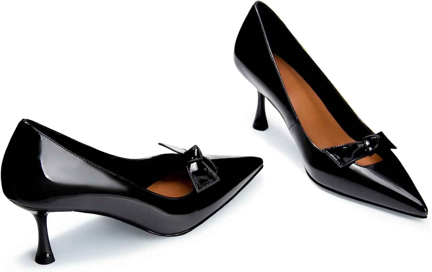 Black Kitten Heels for Women Pumps Stiletto Heels Pointed Toe Slip on Low Heel Dress Shoes Comfortable Party Wedding Dressy Women Shoes