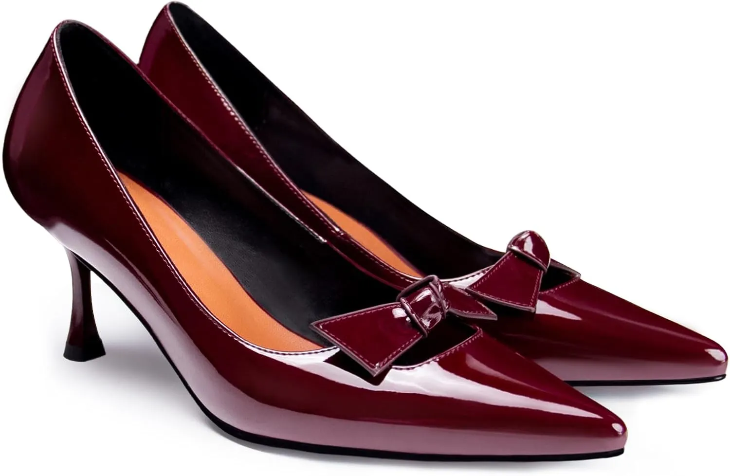 Black Kitten Heels for Women Pumps Stiletto Heels Pointed Toe Slip on Low Heel Dress Shoes Comfortable Party Wedding Dressy Women Shoes