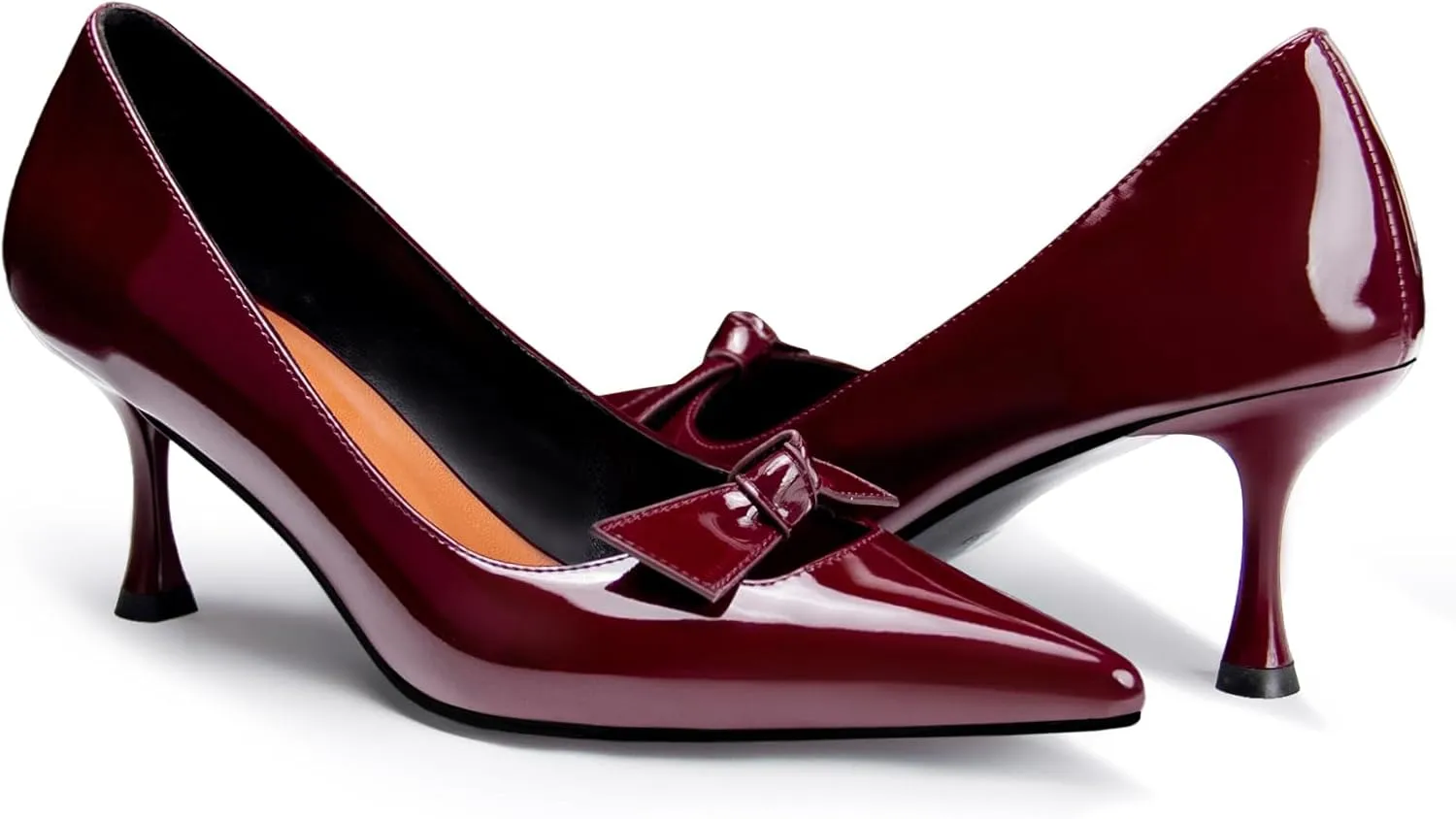 Black Kitten Heels for Women Pumps Stiletto Heels Pointed Toe Slip on Low Heel Dress Shoes Comfortable Party Wedding Dressy Women Shoes