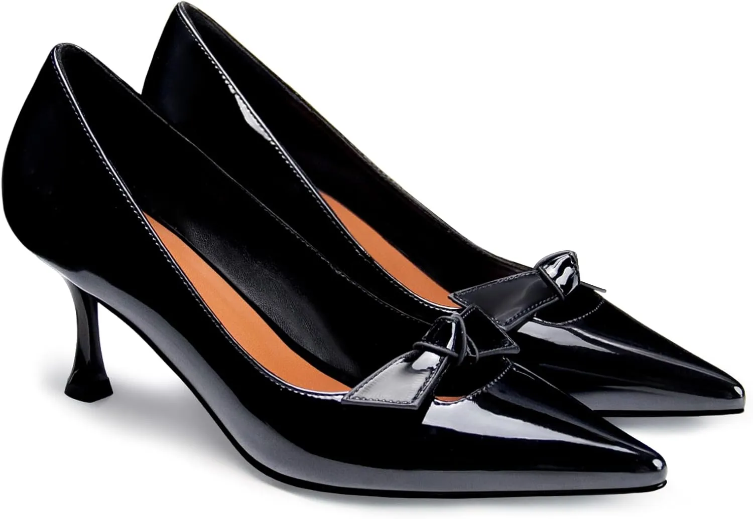 Black Kitten Heels for Women Pumps Stiletto Heels Pointed Toe Slip on Low Heel Dress Shoes Comfortable Party Wedding Dressy Women Shoes