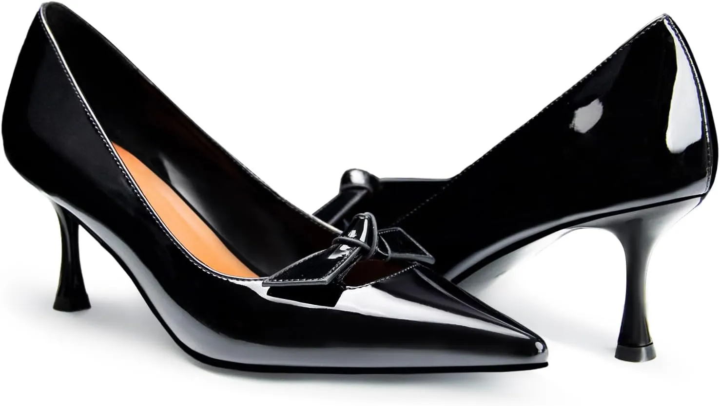 Black Kitten Heels for Women Pumps Stiletto Heels Pointed Toe Slip on Low Heel Dress Shoes Comfortable Party Wedding Dressy Women Shoes