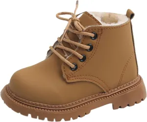 Boys Girls Zipper Ankle Boots Classic Lace up Ankle Outdoor Boots Cold Weather Non Slip Winter Booties