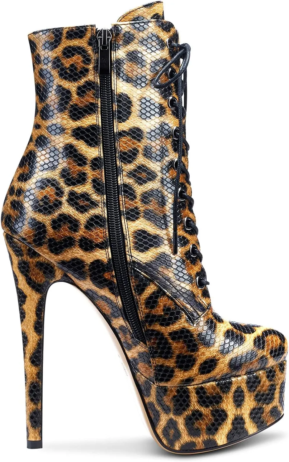 Castamere Womens High Heel Platform Lace Up Ankle Boots Stiletto Heel Boot With Zipper Round Toe 6 Inch Heels