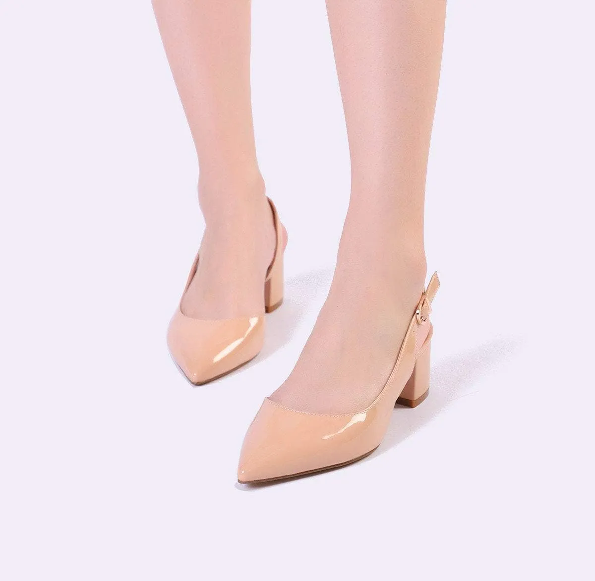 Castamere Women's Slingback Chunky Block Heel Pumps Pointed Toe Kitten Heels Low Heel Sandals 5CM Heels