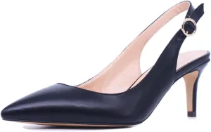Castamere Womens Slingback Kitten Heels Ankle Strap Pumps Pointed Toe Sandals with Buckle 6.5CM Heels