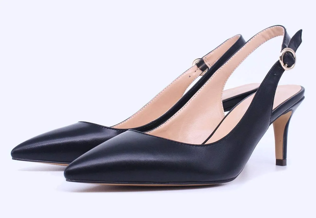 Castamere Womens Slingback Kitten Heels Ankle Strap Pumps Pointed Toe Sandals with Buckle 6.5CM Heels
