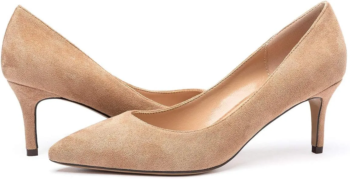 Castamere Womens Slip On Low Heel Pumps Pointed Toe Basic Comfortable 6.5CM Heels
