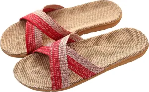 Casual Linen Summer Beach Shoes Indoor Slide Canvas Sandals