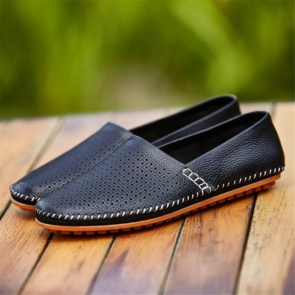 ChicWind Men's Slip On Sneakers Breathable Leather Driving Walking Shoes