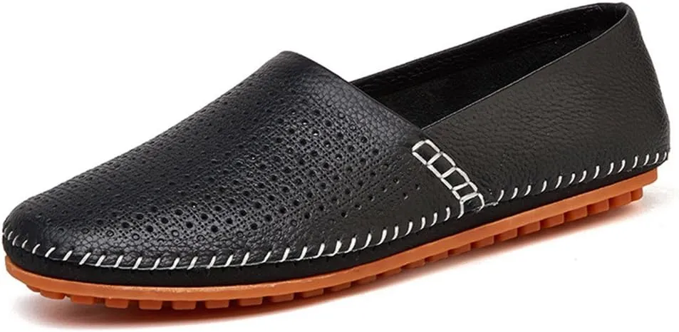 ChicWind Men's Slip On Sneakers Breathable Leather Driving Walking Shoes
