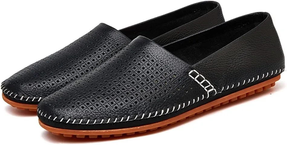 ChicWind Men's Slip On Sneakers Breathable Leather Driving Walking Shoes