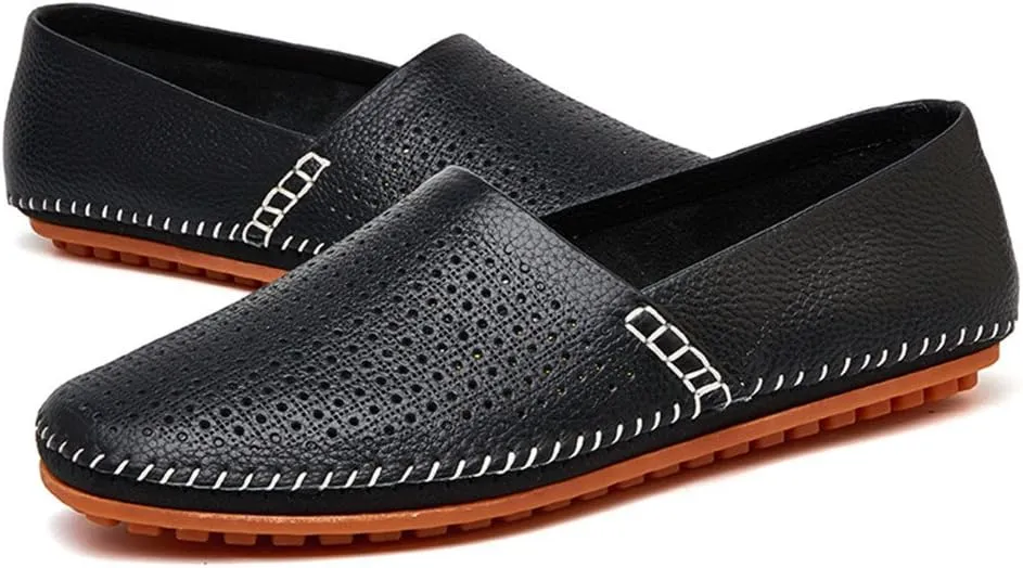 ChicWind Men's Slip On Sneakers Breathable Leather Driving Walking Shoes