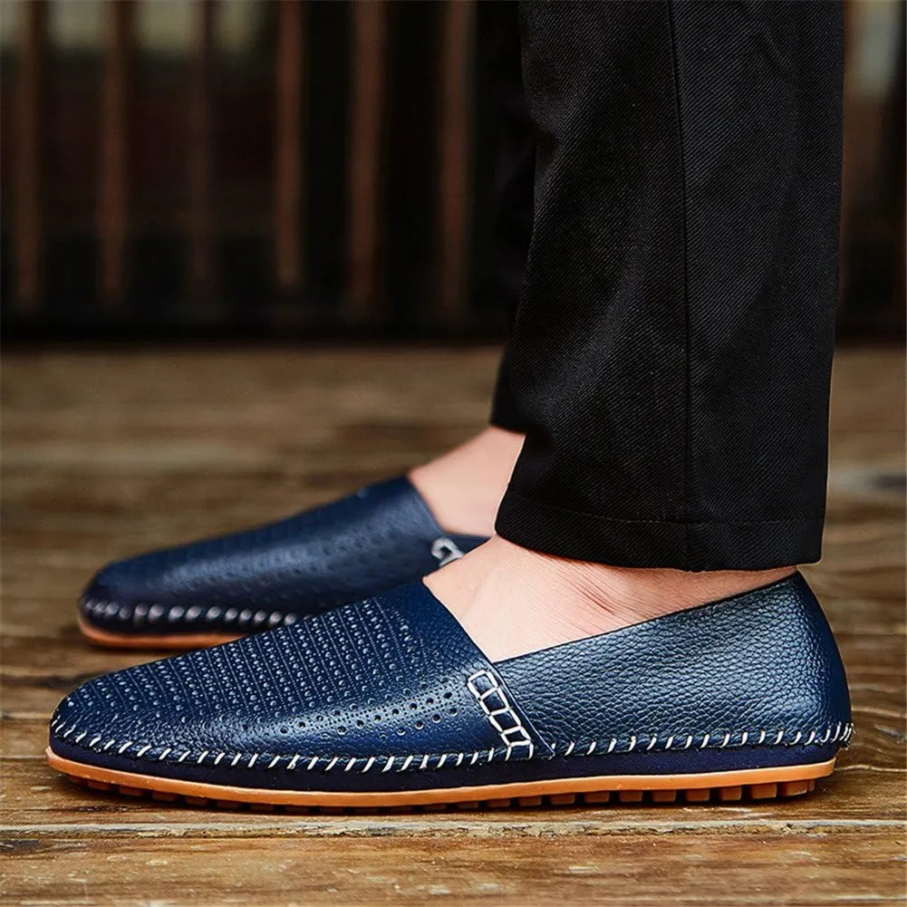 ChicWind Men's Slip On Sneakers Breathable Leather Driving Walking Shoes