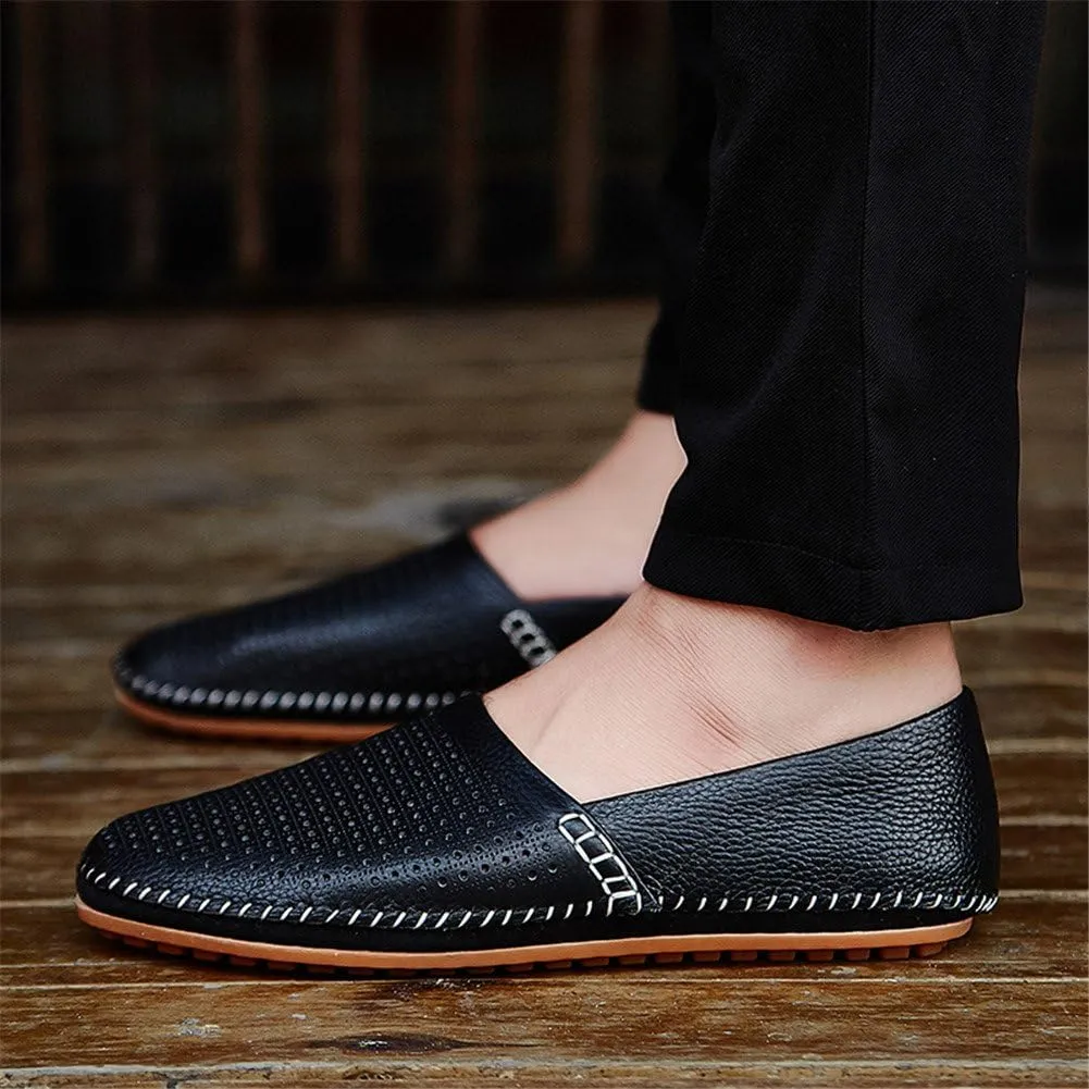 ChicWind Men's Slip On Sneakers Breathable Leather Driving Walking Shoes