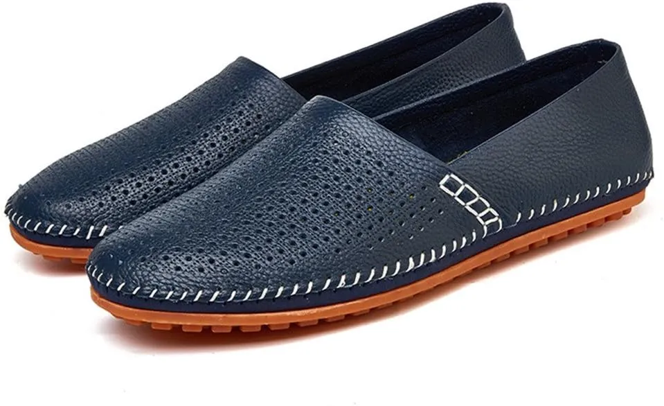 ChicWind Men's Slip On Sneakers Breathable Leather Driving Walking Shoes