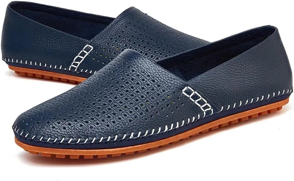 ChicWind Men's Slip On Sneakers Breathable Leather Driving Walking Shoes