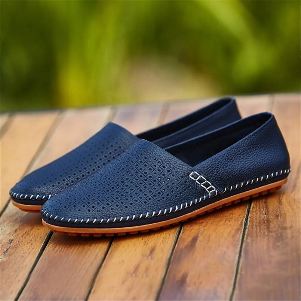 ChicWind Men's Slip On Sneakers Breathable Leather Driving Walking Shoes