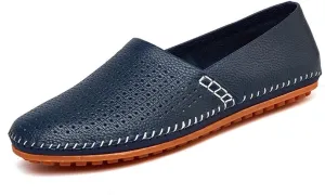 ChicWind Men's Slip On Sneakers Breathable Leather Driving Walking Shoes
