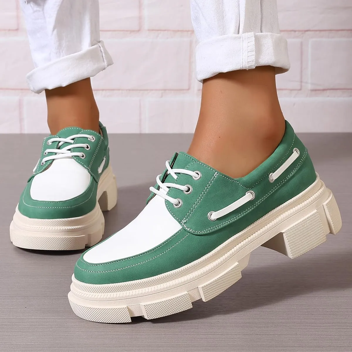 Chunky Loafers for Women,Patent Leather Platform Loafers Lug Sole Slip On Shoes Work Office Business Casual Dress Shoes