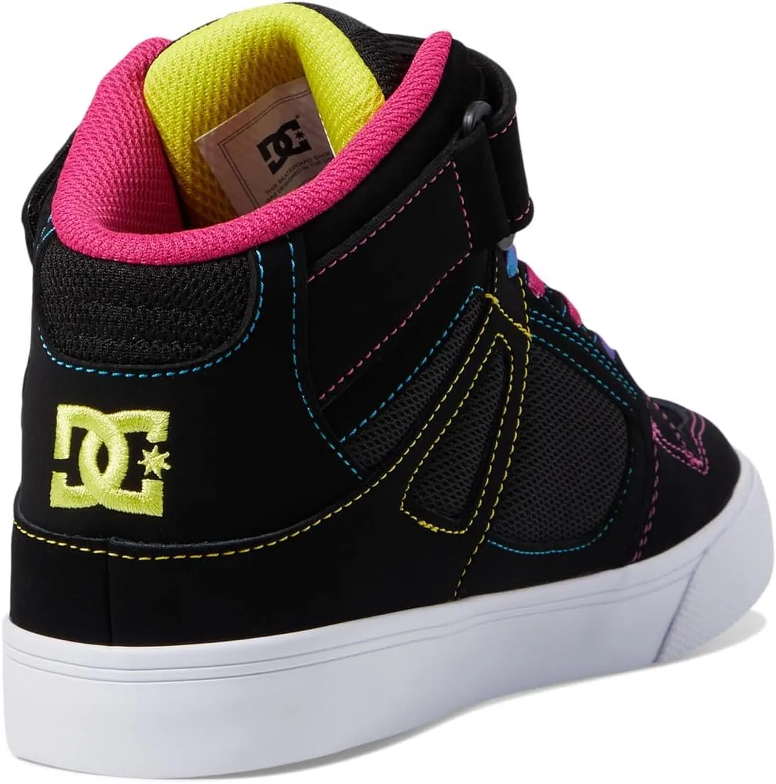 DC Boy's Unisex-Child Pure High Top Ev Skate Shoes with Ankle Strap and Elastic Laces