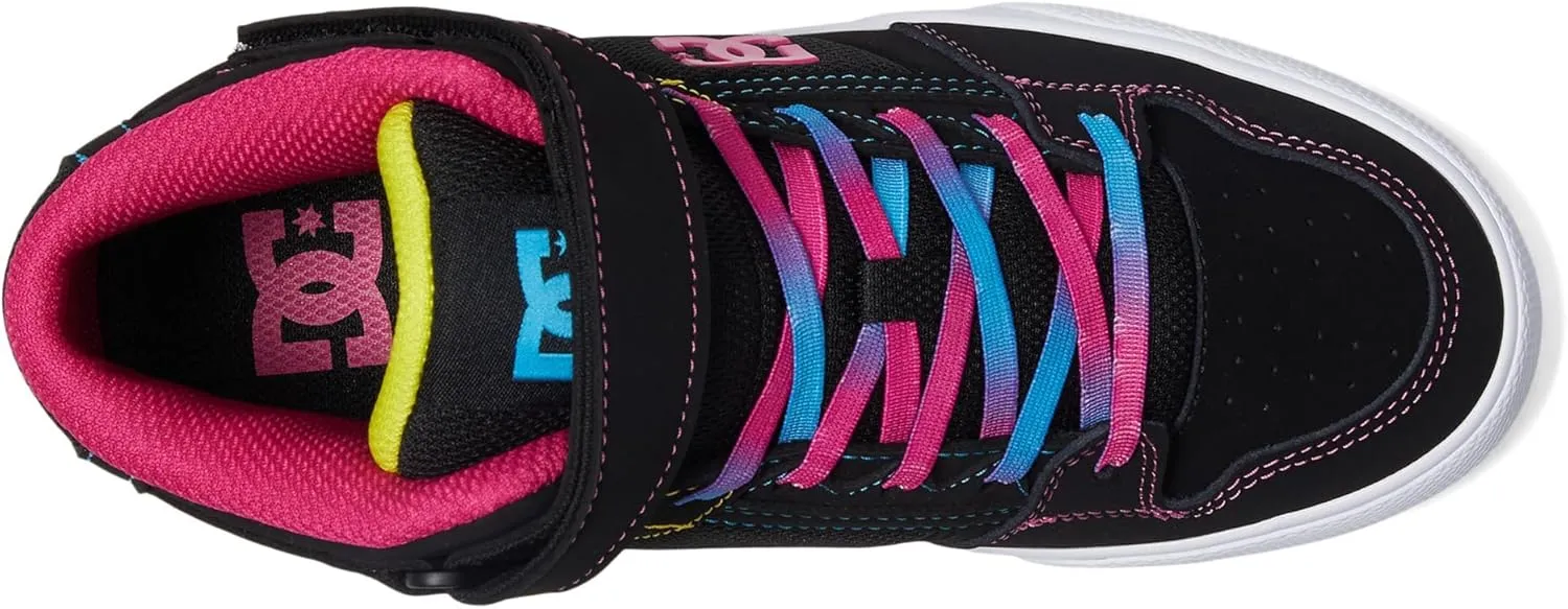 DC Boy's Unisex-Child Pure High Top Ev Skate Shoes with Ankle Strap and Elastic Laces