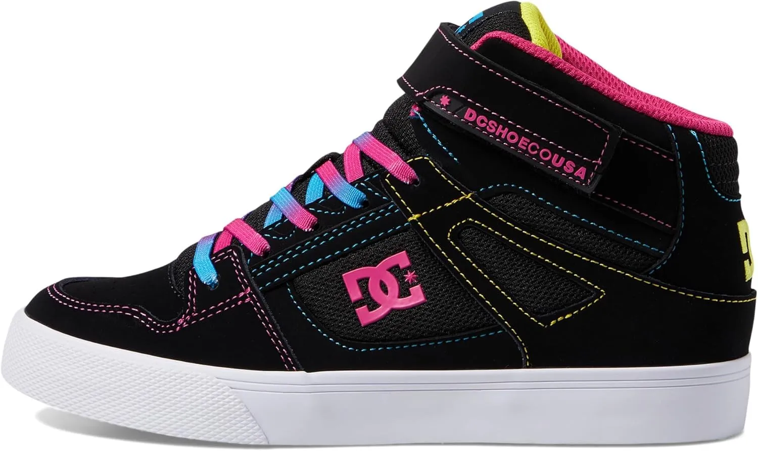 DC Boy's Unisex-Child Pure High Top Ev Skate Shoes with Ankle Strap and Elastic Laces