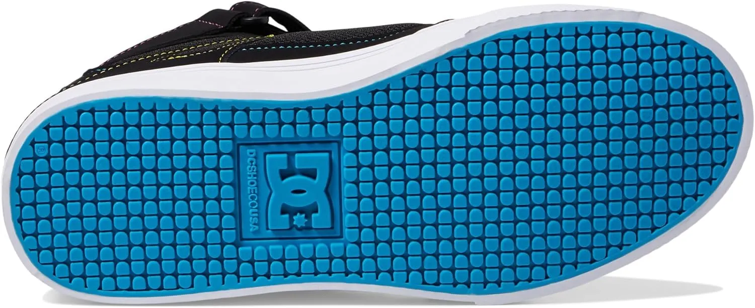 DC Boy's Unisex-Child Pure High Top Ev Skate Shoes with Ankle Strap and Elastic Laces