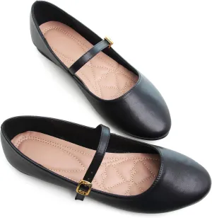 Dear Time Women's Flat Mary Jane Shoes Ankle Strap Round Toe Chinese Style Ballet Flats Casual Walking Shoes